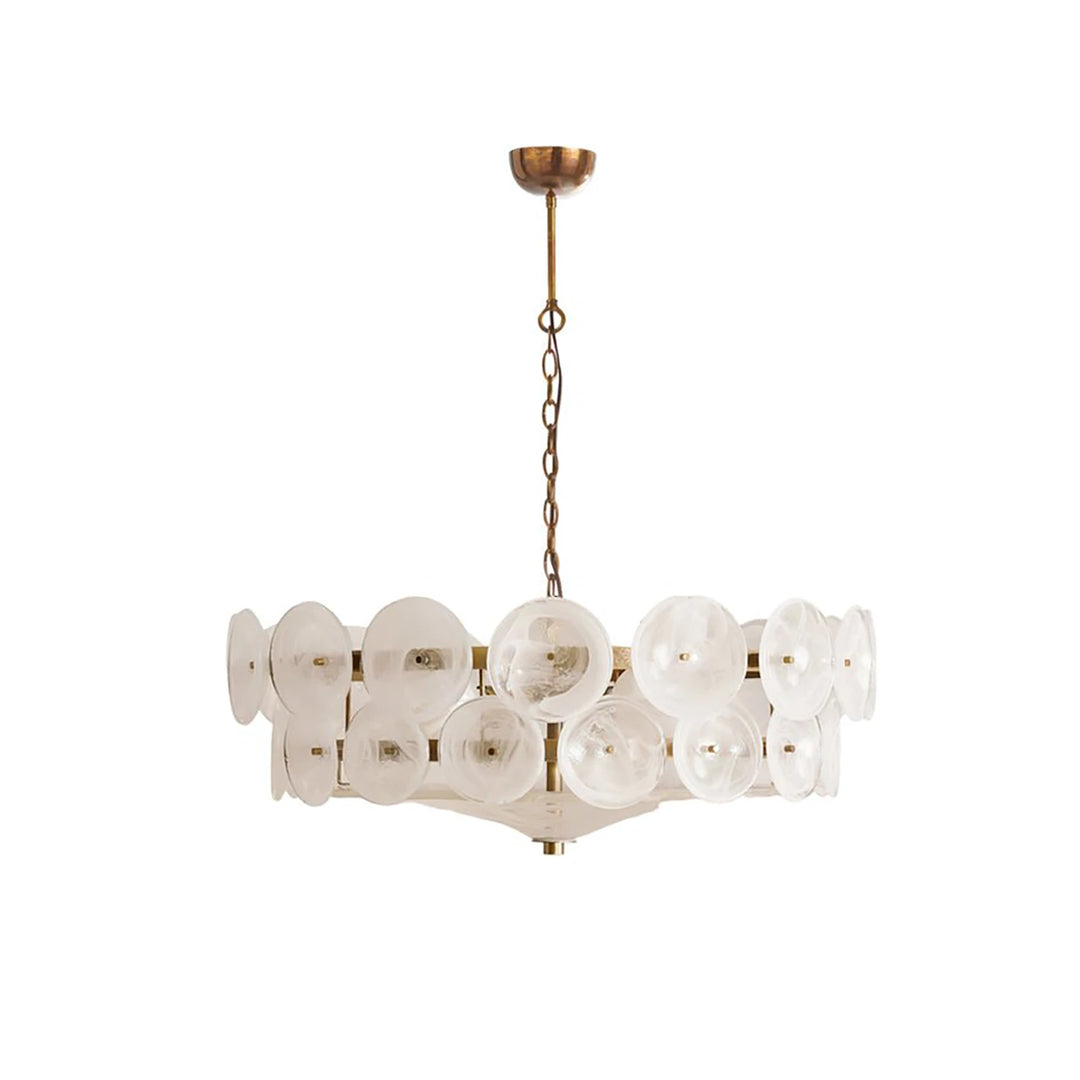 Orange_Amber_Glass_Disc_Chandelier_Full_View_Ceiling_Mount_Woorglamp