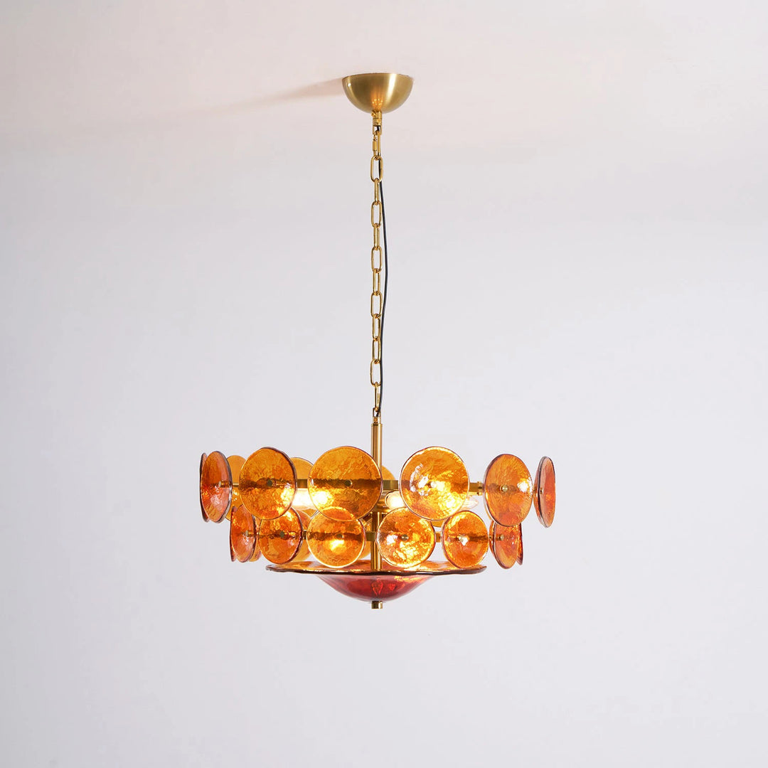 Dark_Amber_Glass_Disc_Chandelier_Ceiling_Mount_Woorglamp