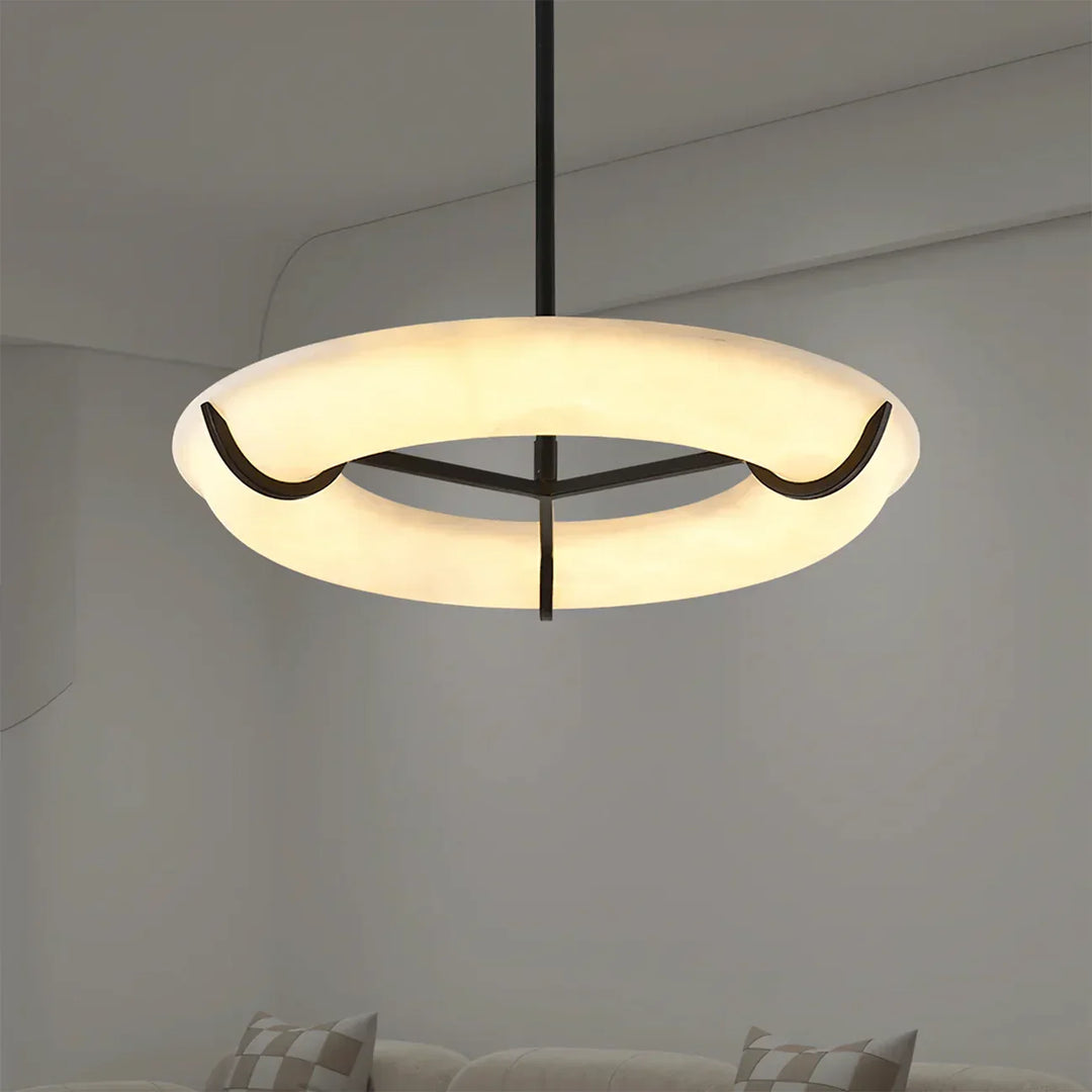 Round Carve Alabaster Pendant Light - view 6 | Woorglamp