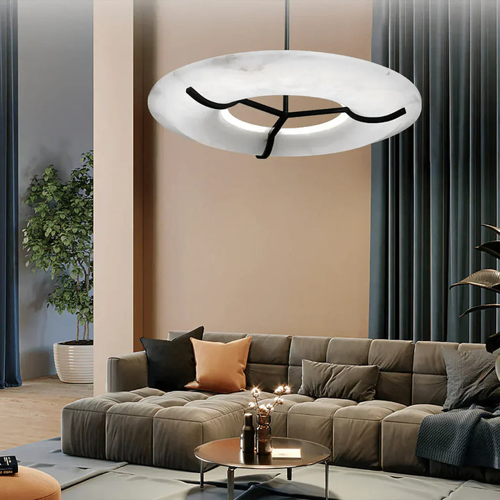 Round Carve Alabaster Pendant Light - view 5 | Woorglamp