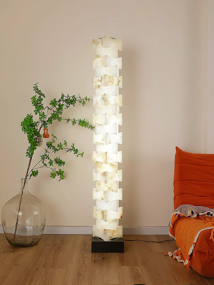 Stacked Alabaster Squares Floor Lamp