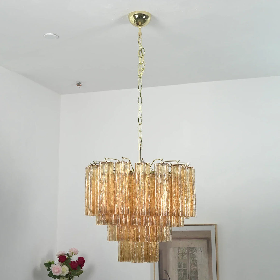 Star-Shaped Addis Ribbed Glass Chandelier