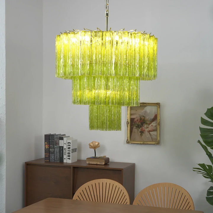 Star-Shaped Addis Ribbed Glass Chandelier