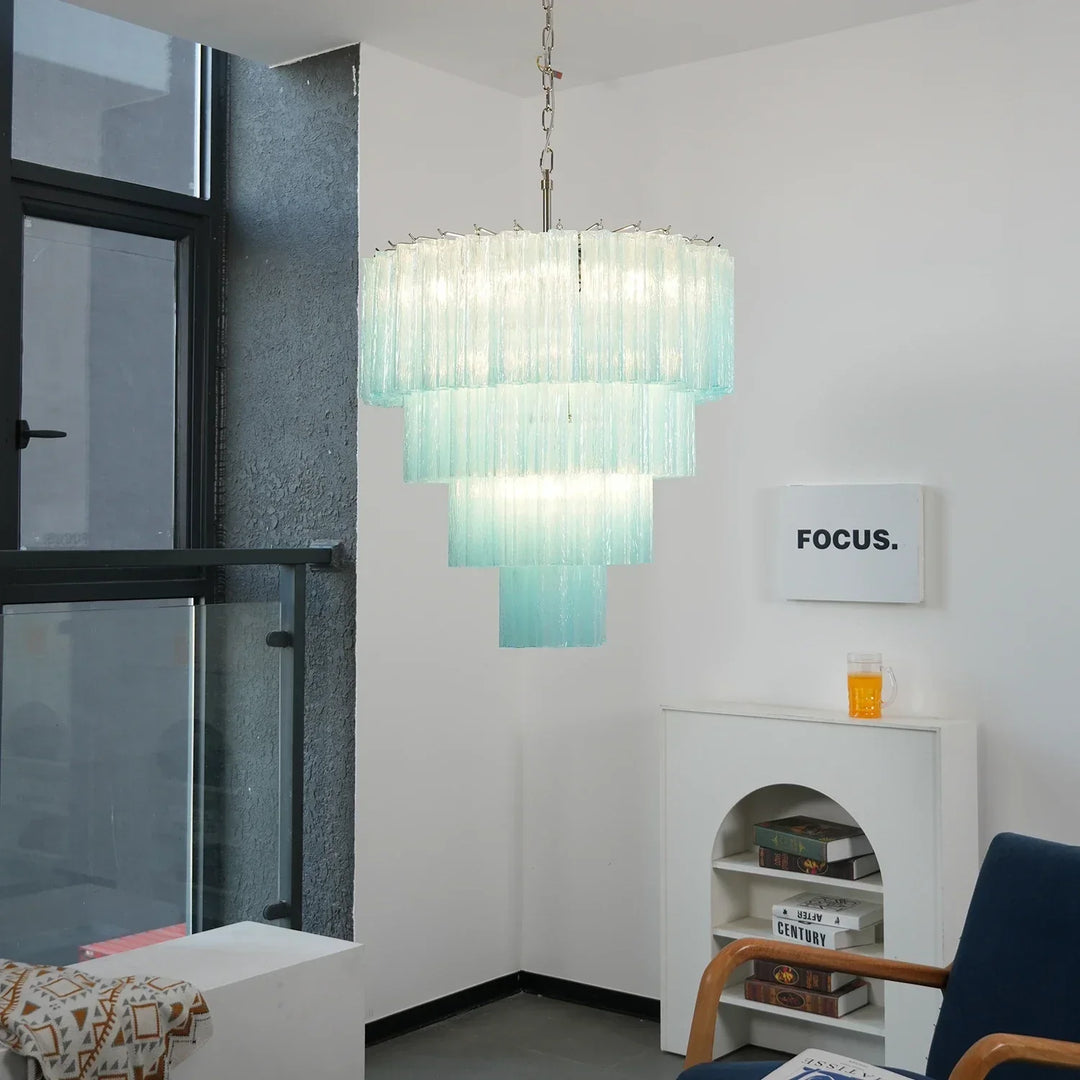 Star-Shaped Addis Ribbed Glass Chandelier