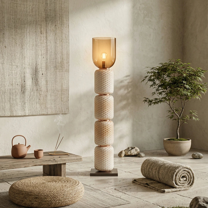 Yellow_Tiered_Column_Glass_Lamp_in_Dining_Room_Setup_Woorglamp