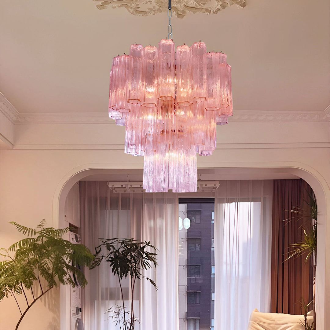 Venetian Murano Glass Tube Chandelier
