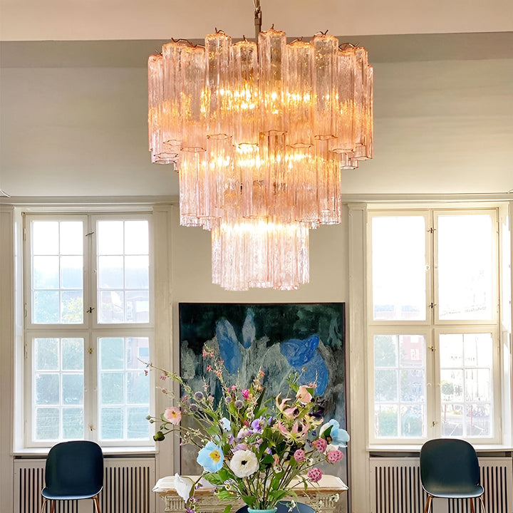 Venetian Murano Glass Tube Chandelier