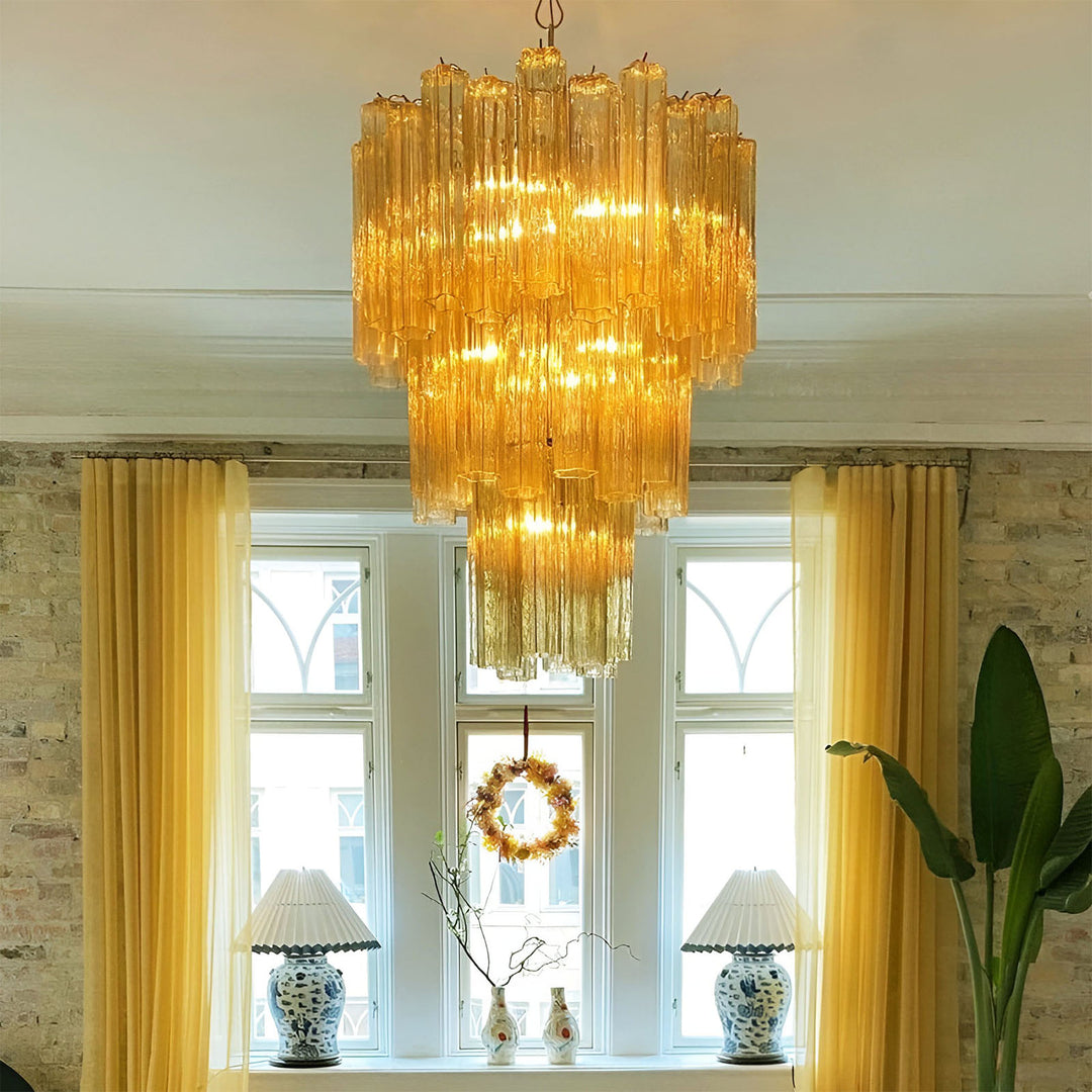 Venetian Murano Glass Tube Chandelier