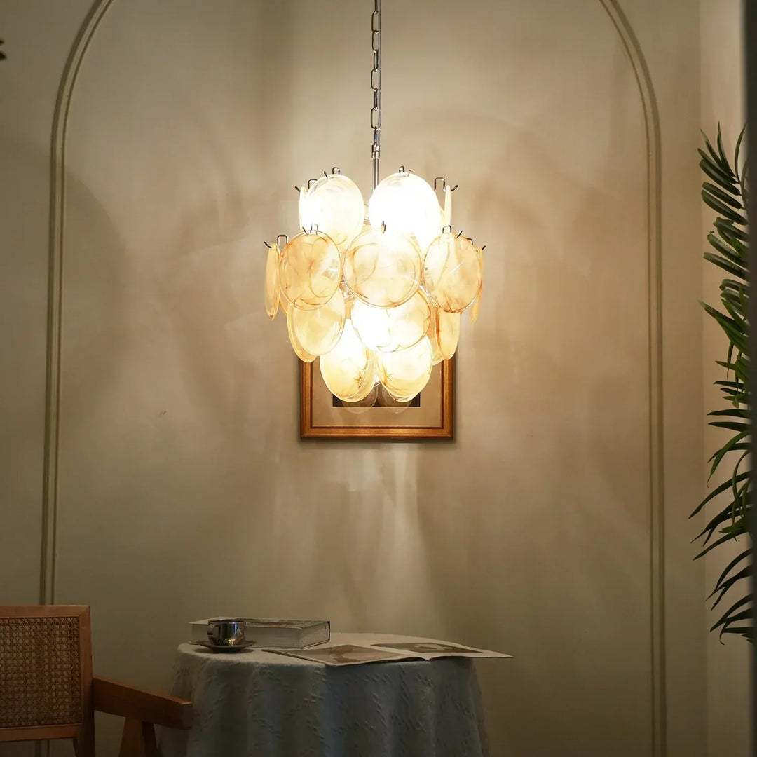 Gold Disc Glass Chandelier