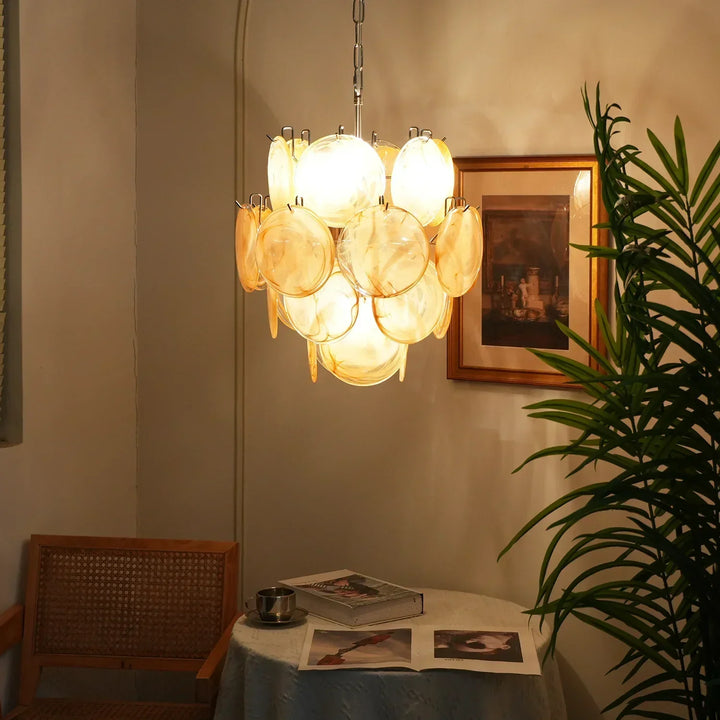 Gold Disc Glass Chandelier