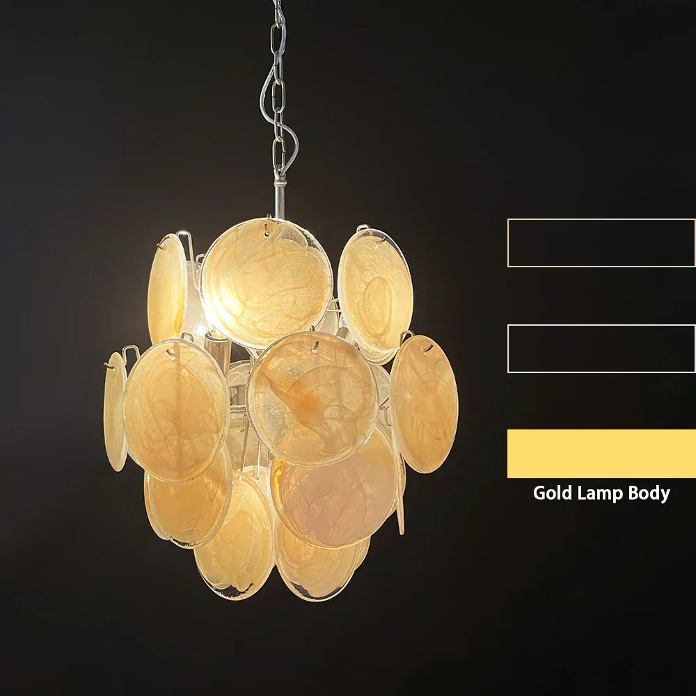 Gold Disc Glass Chandelier