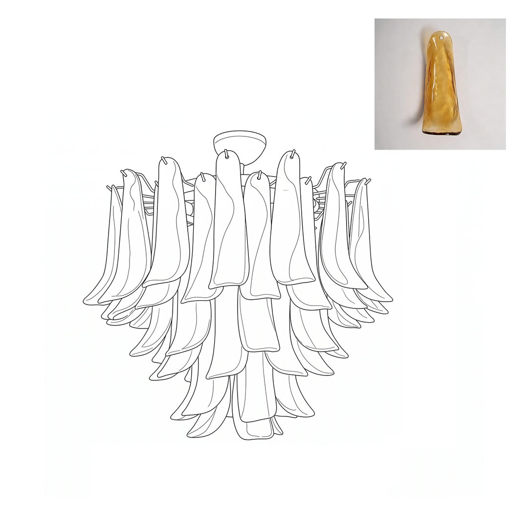 Vintage Murano Petal Glass Ceiling Light