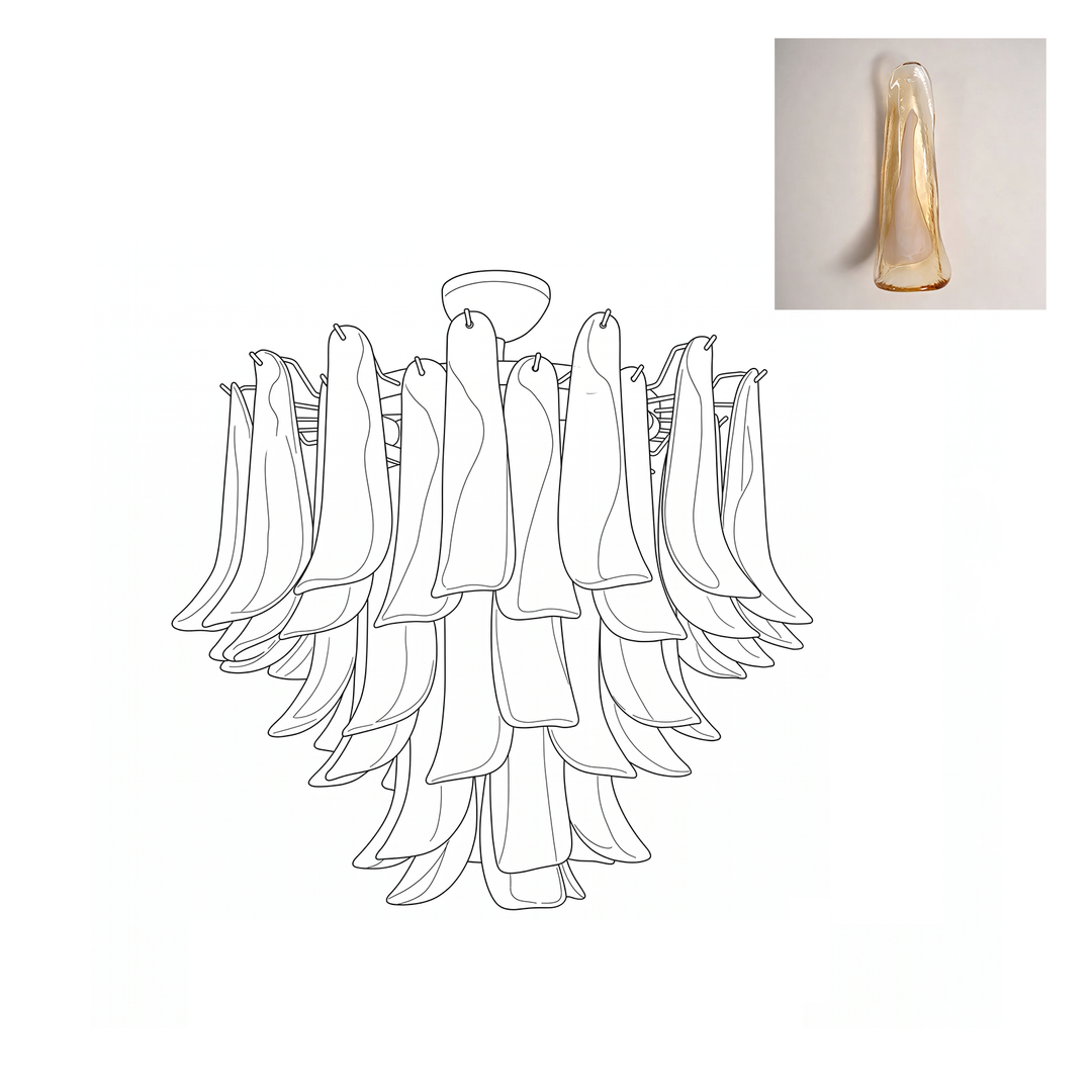 Vintage Murano Petal Glass Ceiling Light