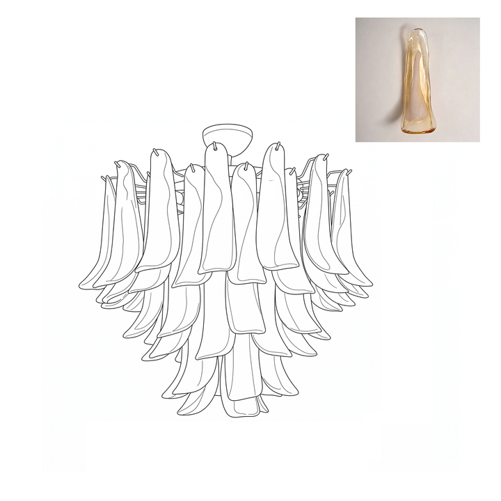 Vintage Murano Petal Glass Ceiling Light
