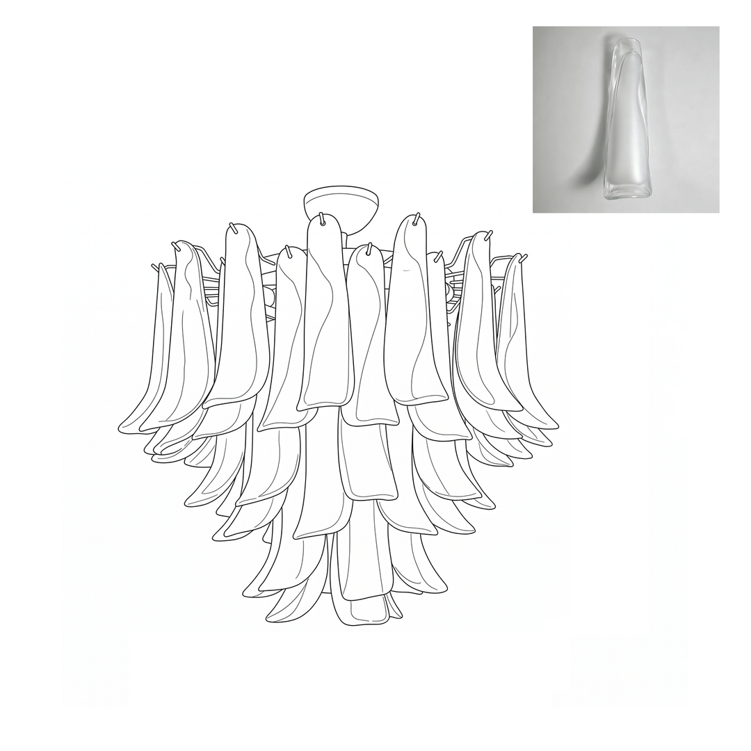 Vintage Murano Petal Glass Ceiling Light
