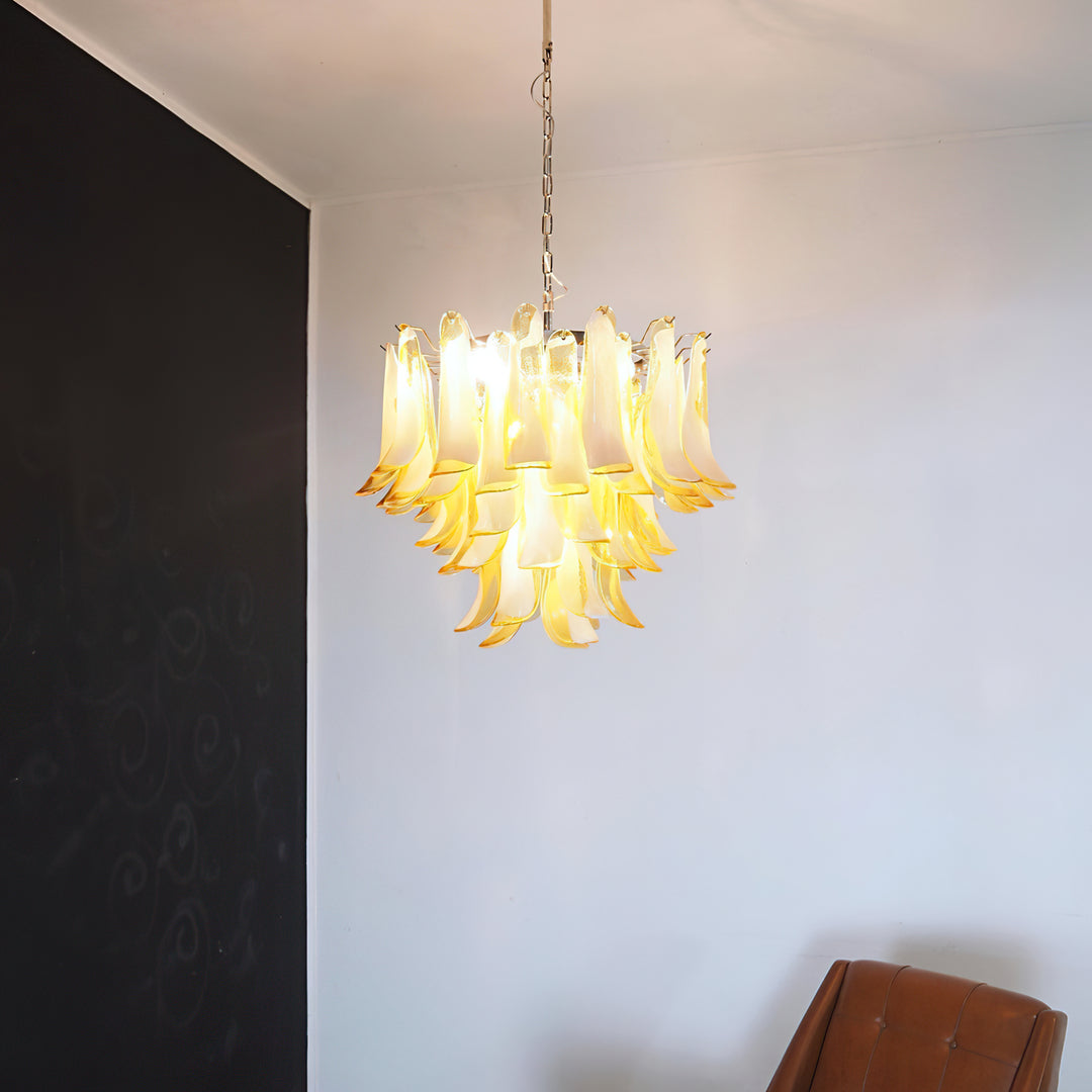 Vintage Murano Petal Glass Chandelier