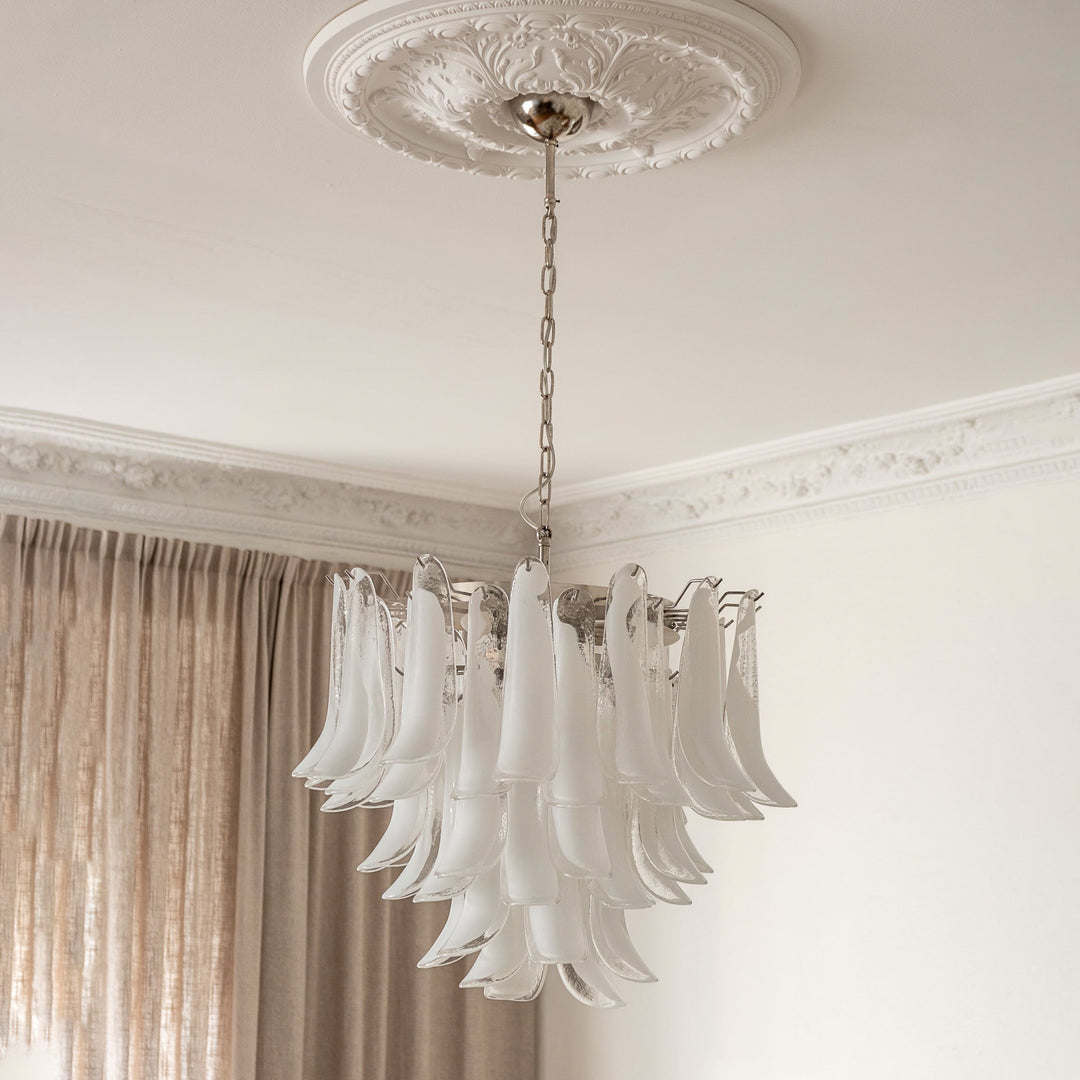 Vintage Murano Petal Glass Chandelier