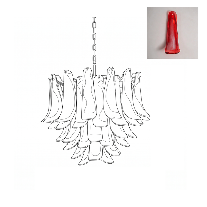 Vintage Murano Petal Glass Chandelier