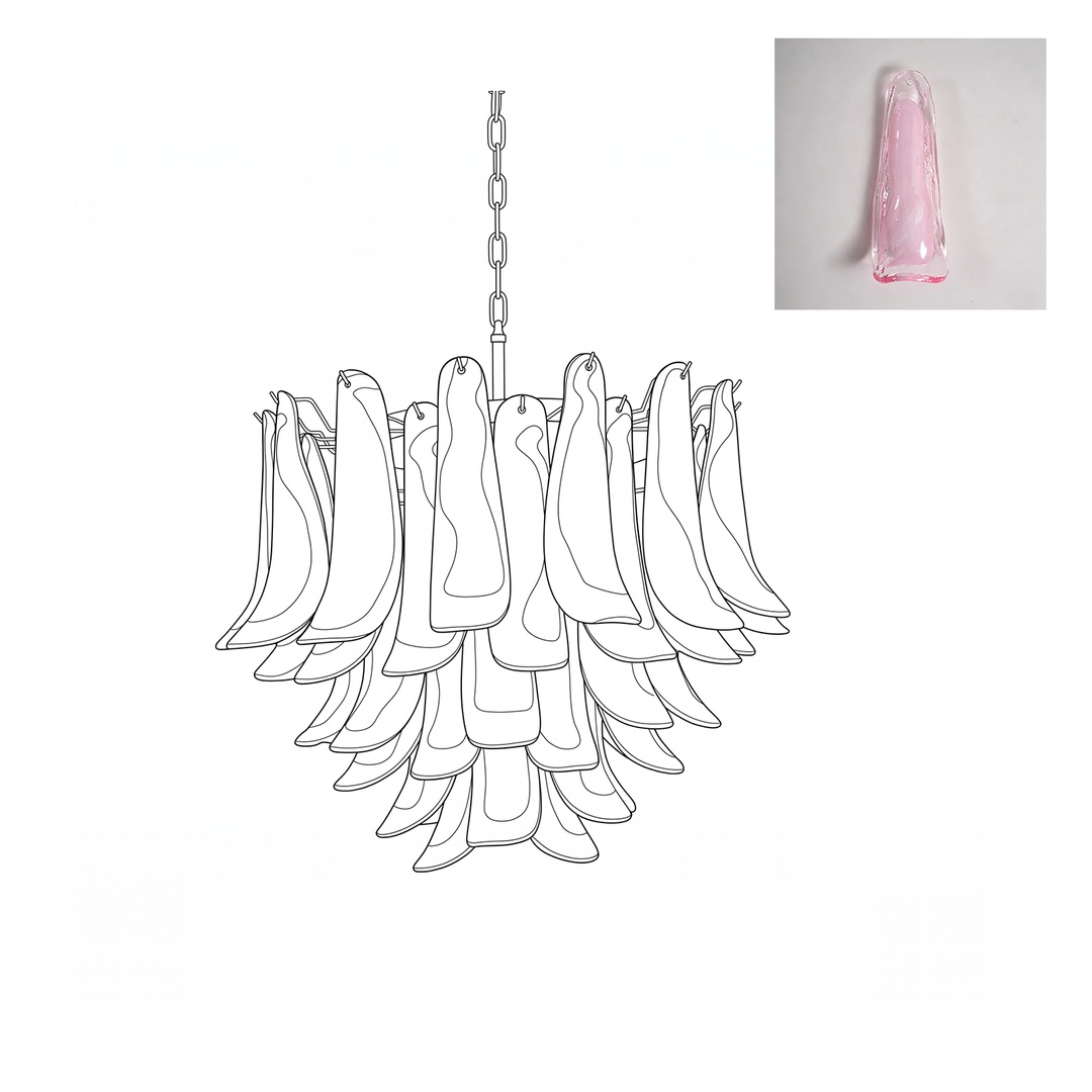 Vintage Murano Petal Glass Chandelier