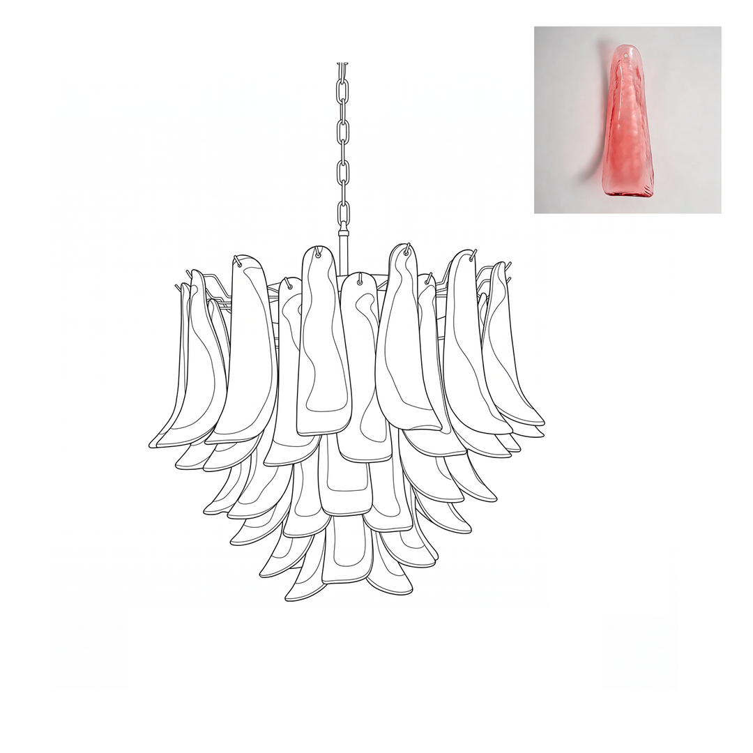 Vintage Murano Petal Glass Chandelier