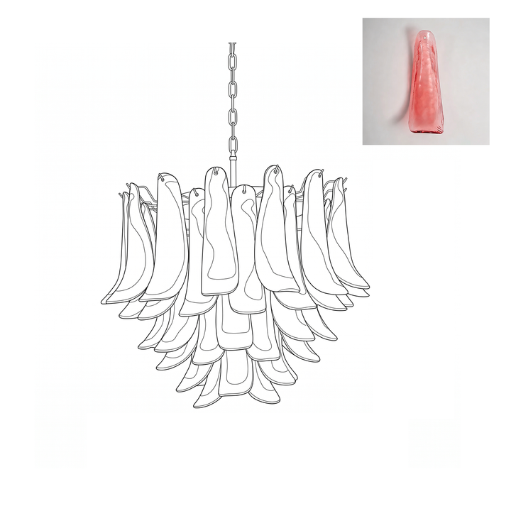 Vintage Murano Petal Glass Chandelier