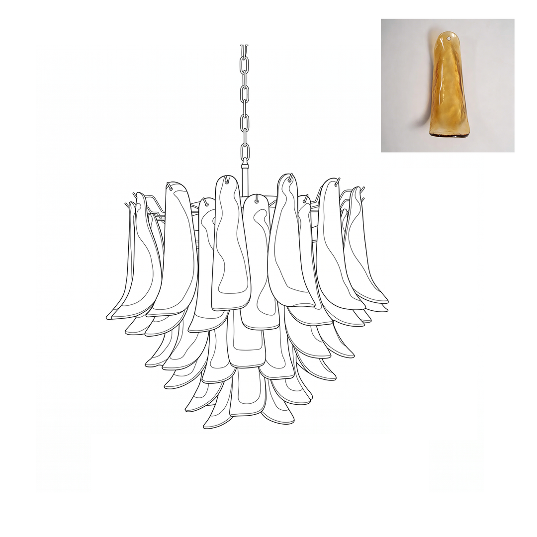 Vintage Murano Petal Glass Chandelier
