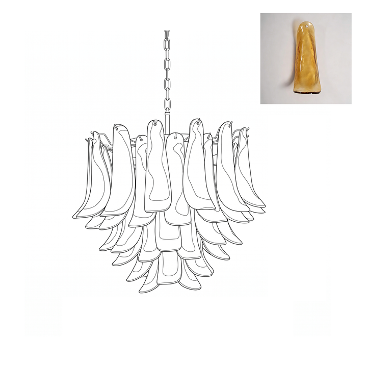 Vintage Murano Petal Glass Chandelier