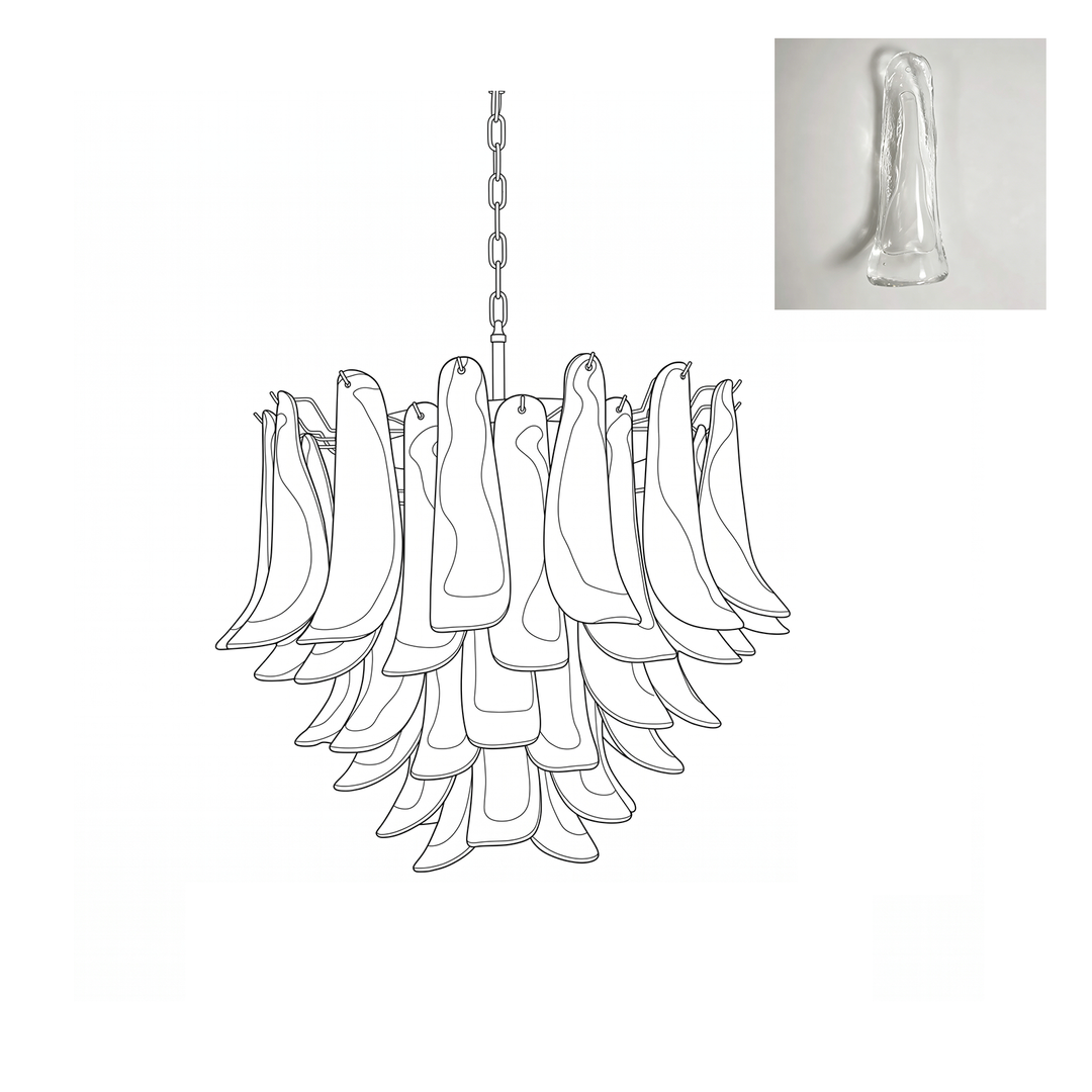 Vintage Murano Petal Glass Chandelier