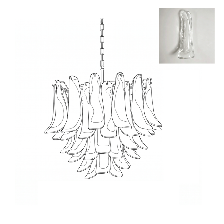 Vintage Murano Petal Glass Chandelier