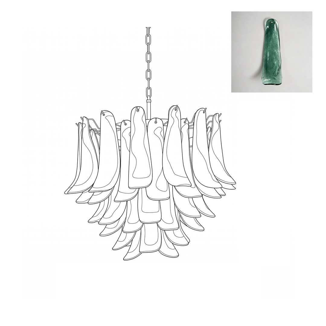 Vintage Murano Petal Glass Chandelier