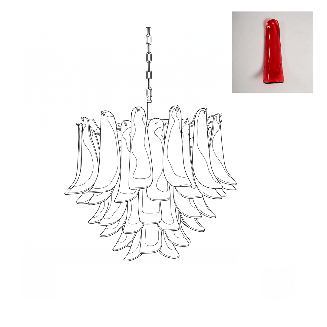 Vintage Murano Petal Glass Chandelier