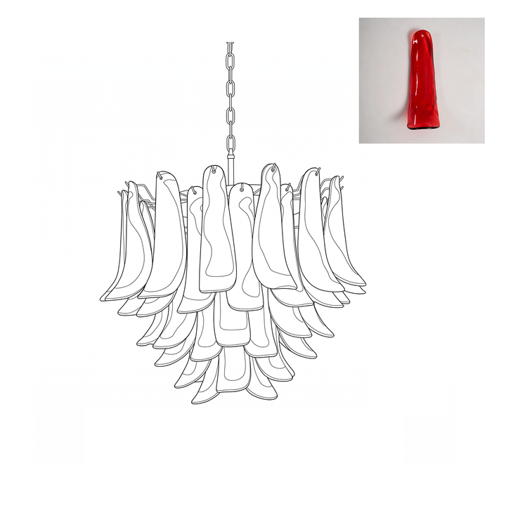 Vintage Murano Petal Glass Chandelier