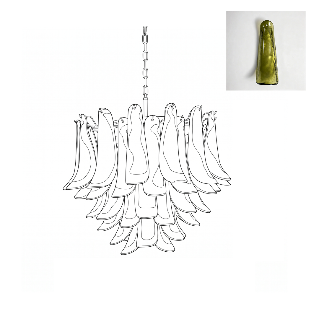 Vintage Murano Petal Glass Chandelier
