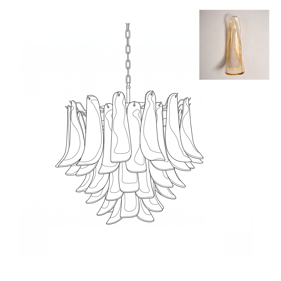Vintage Murano Petal Glass Chandelier