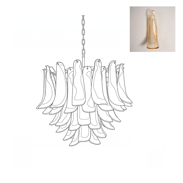 Vintage Murano Petal Glass Chandelier