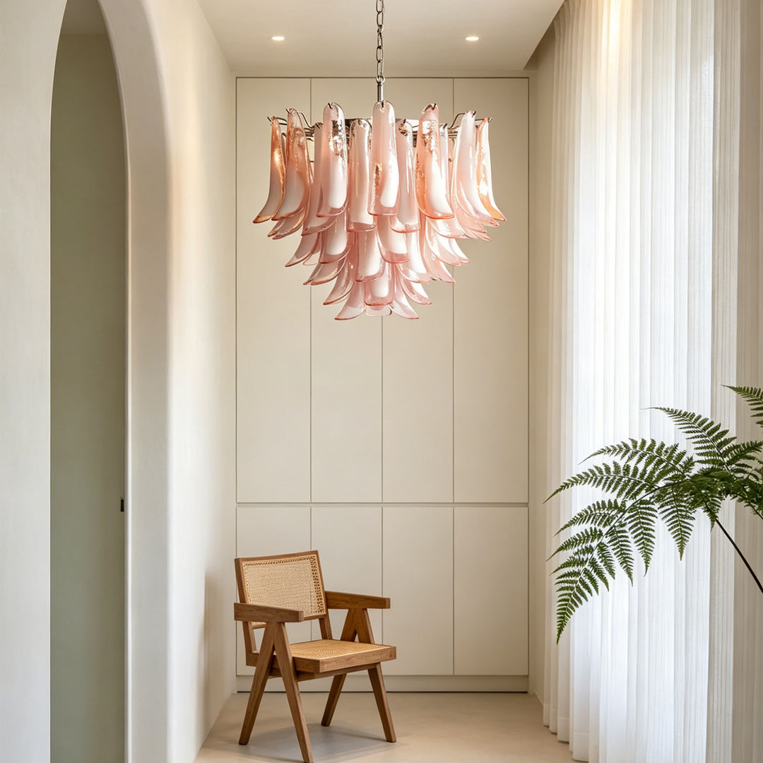 Vintage Murano Petal Glass Chandelier