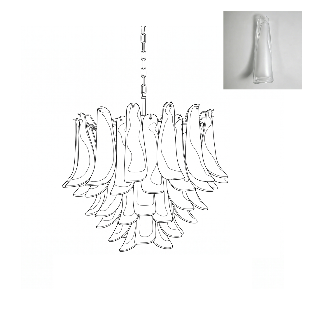 Vintage Murano Petal Glass Chandelier