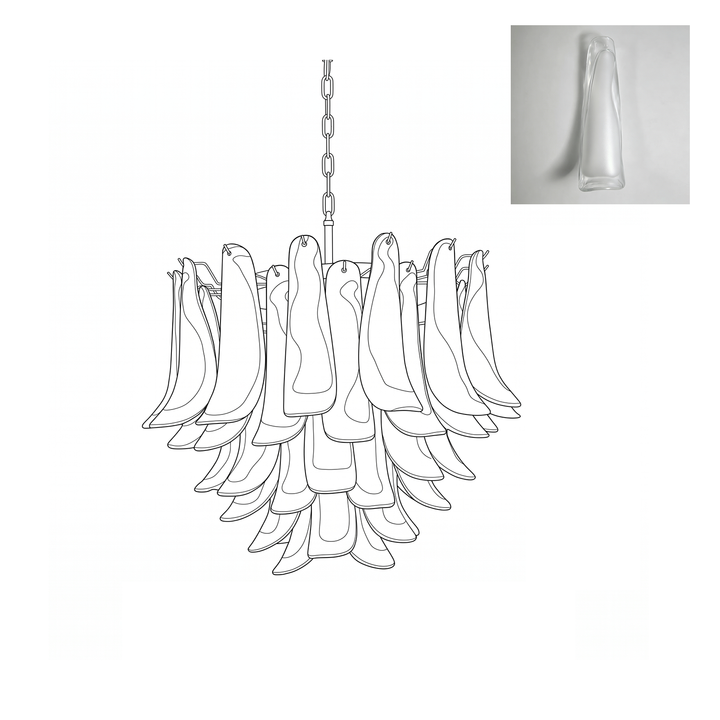 Vintage Murano Petal Glass Chandelier
