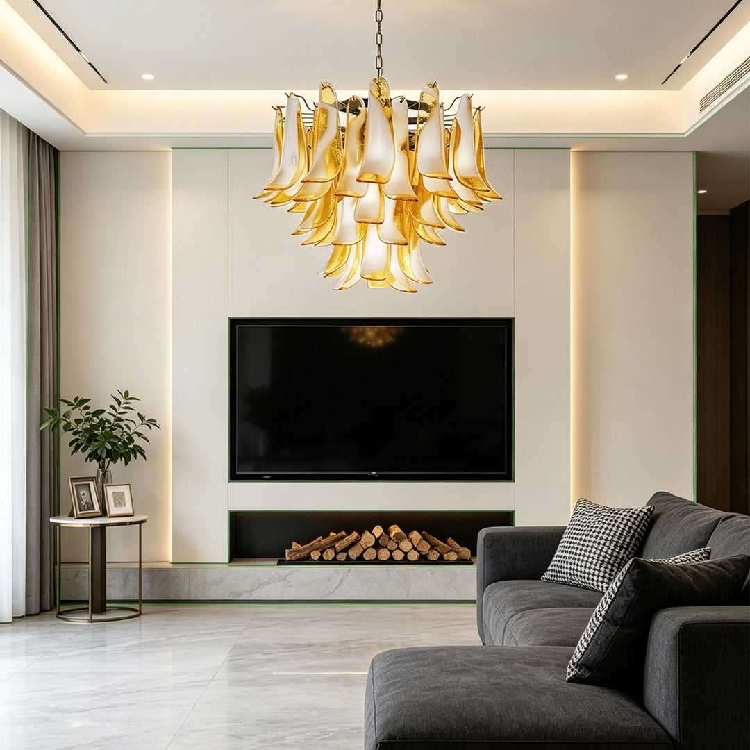 Vintage Murano Petal Glass Chandelier