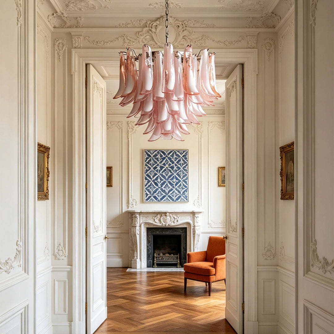 Vintage Murano Petal Glass Chandelier