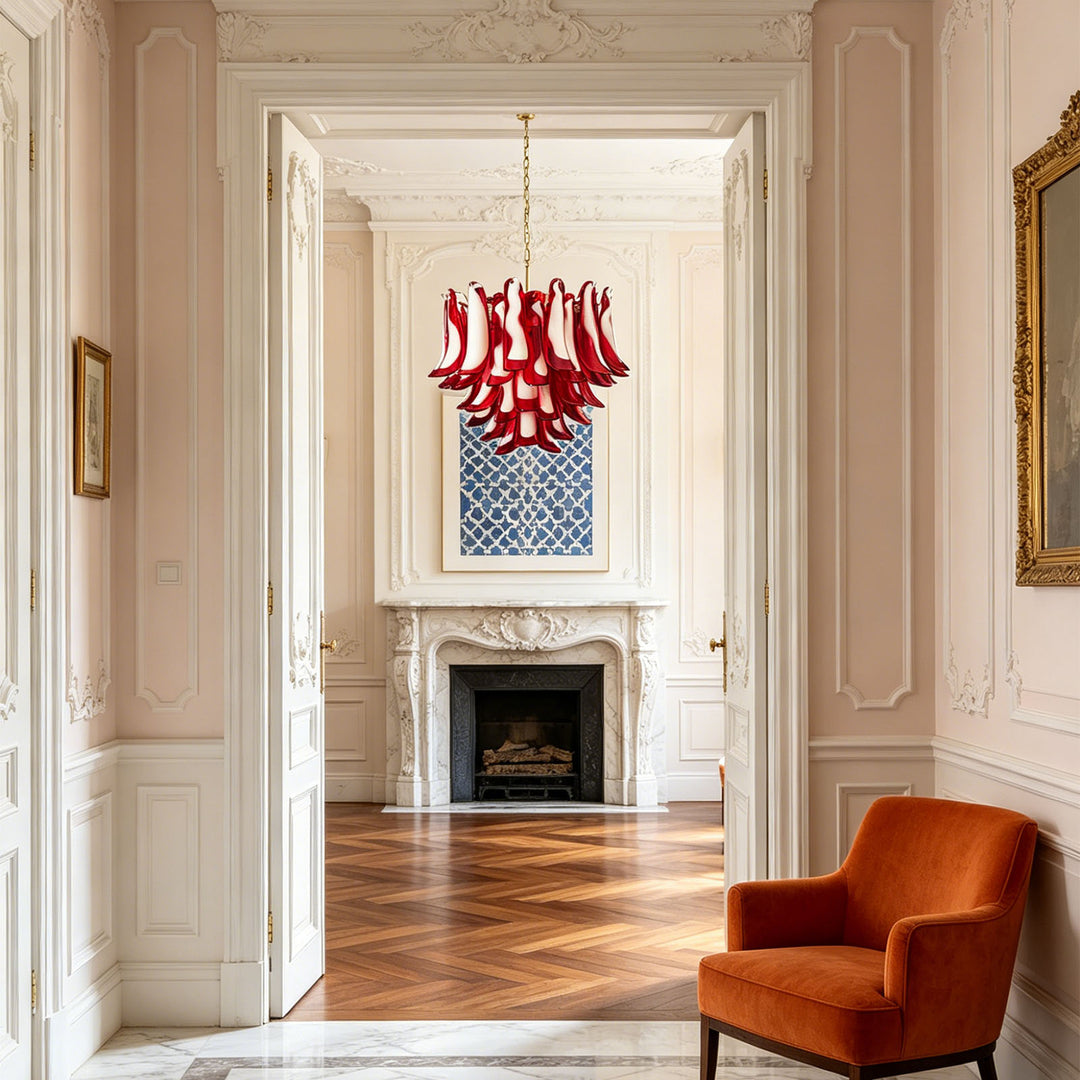 Vintage Murano Petal Glass Chandelier