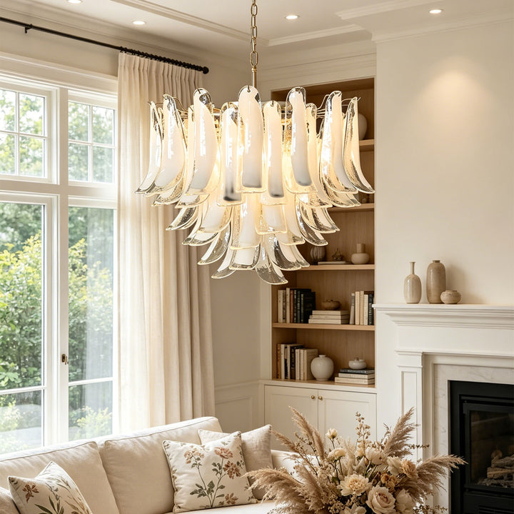 Vintage Murano Petal Glass Chandelier