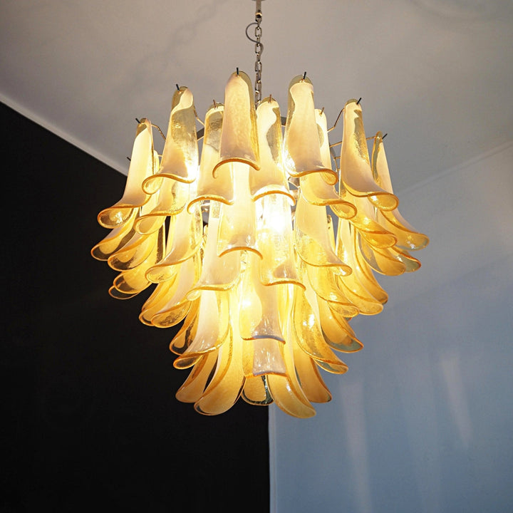 Vintage Murano Petal Glass Chandelier