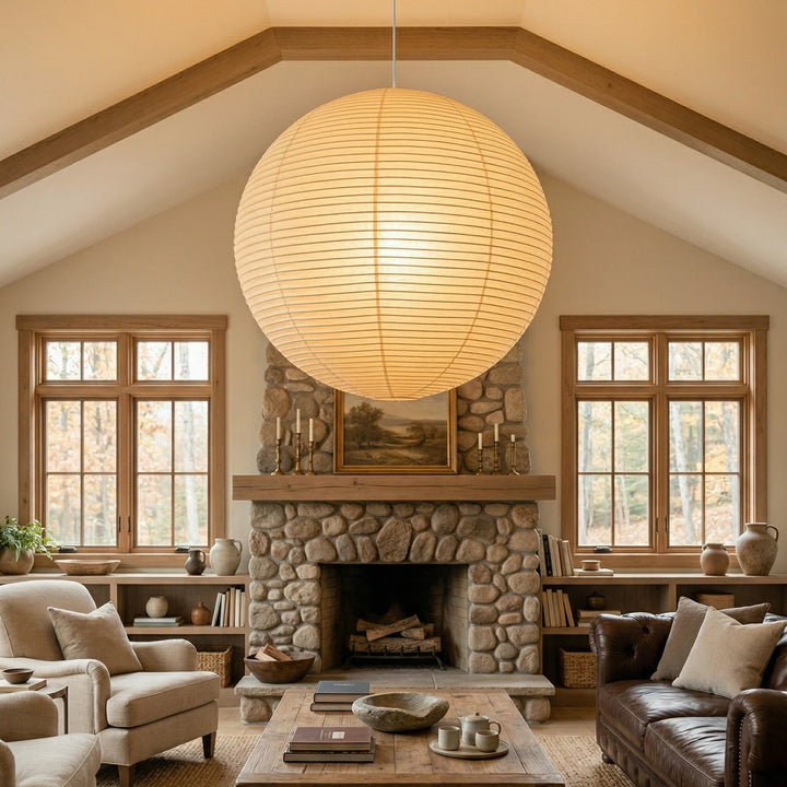 Round_Washi_Paper_Pendant_Light_Set_in_Bright_Kitchen_Woorglamp