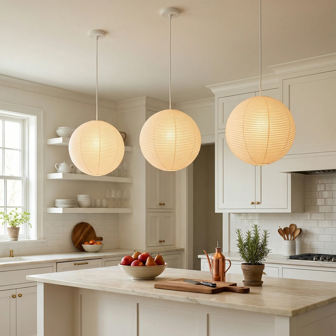 Round_Washi_Paper_Pendant_Light_in_Casual_Dining_Setup_Woorglamp
