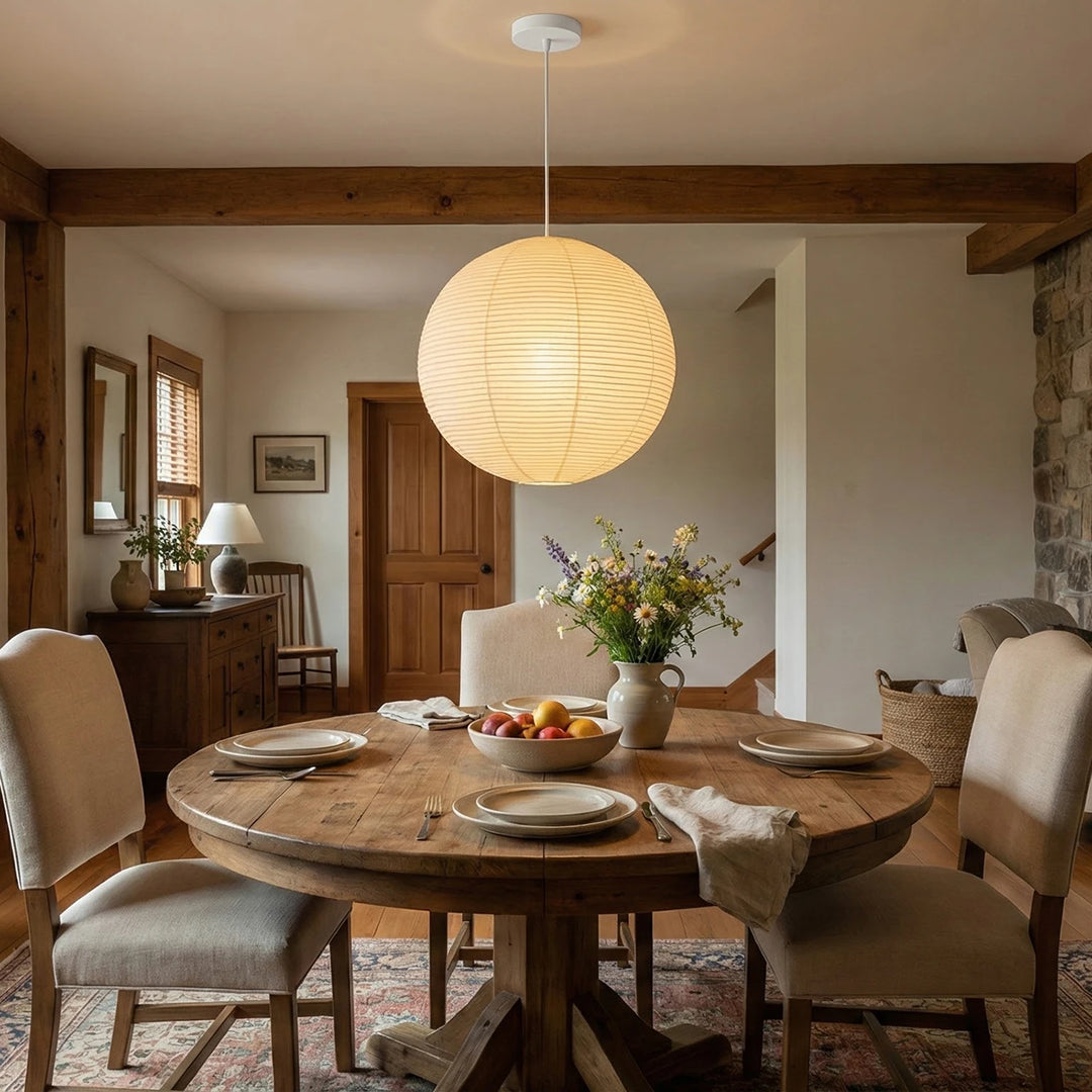 Round_Washi_Paper_Pendant_Light_in_Moody_Dark_Wall_Space_Woorglamp