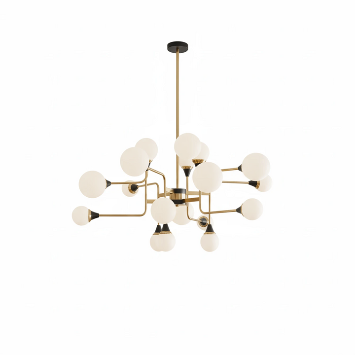 Brass_Sputter_Glass_Chandelier_in_Warm_Textured_Wall_Room_Woorglamp
