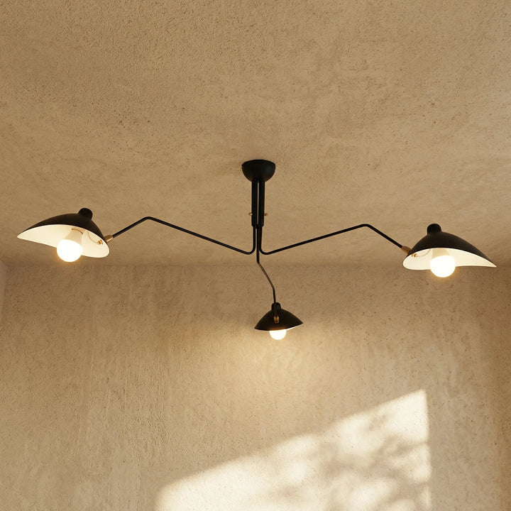 Black_3-Arm_Duckbill_Spider_Ceiling_Light_Lit_Up_Warm_Wall_Woorglam