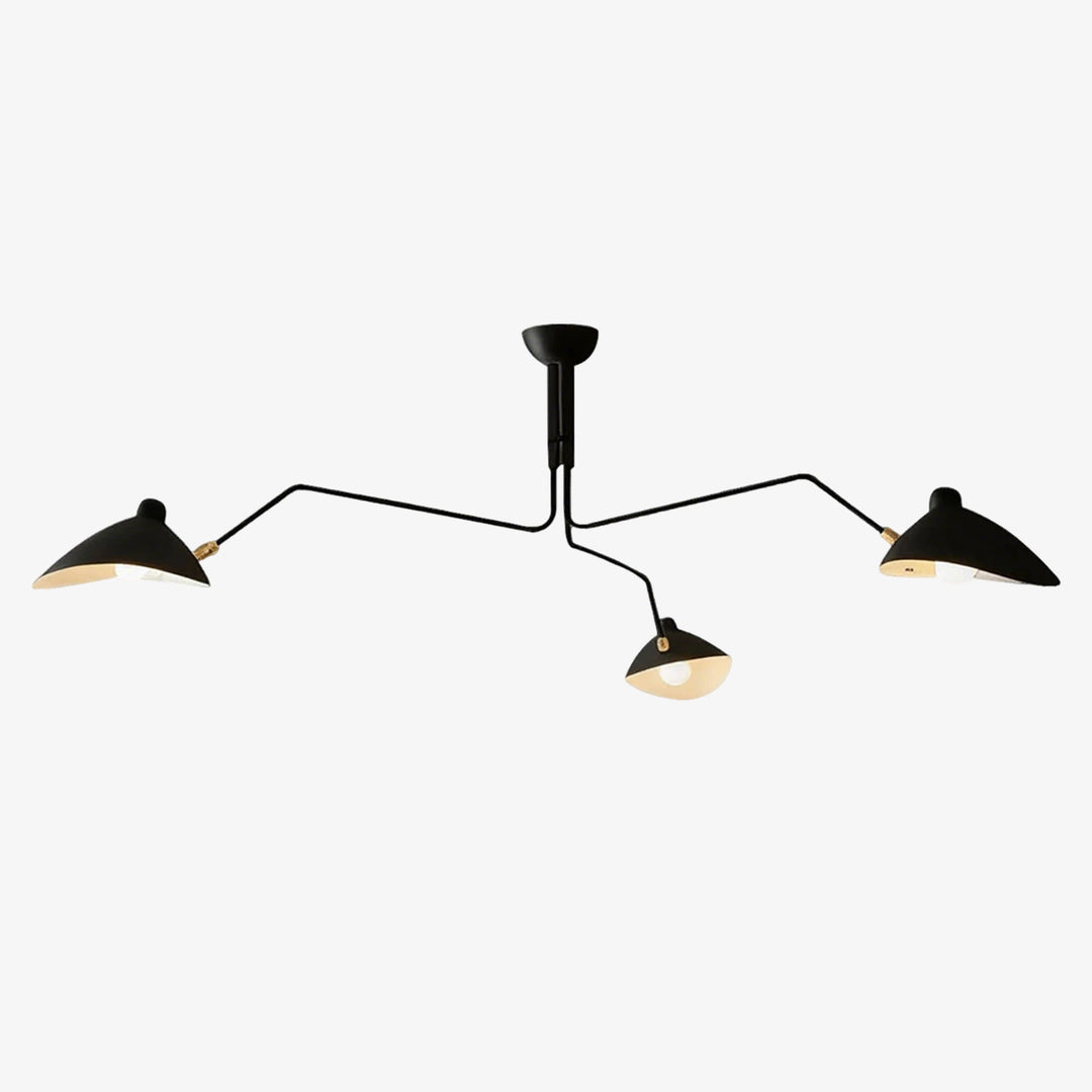 Black 3-Arm Rotatable Duckbill Spider Ceiling Light, Matte Metal Woorglamp