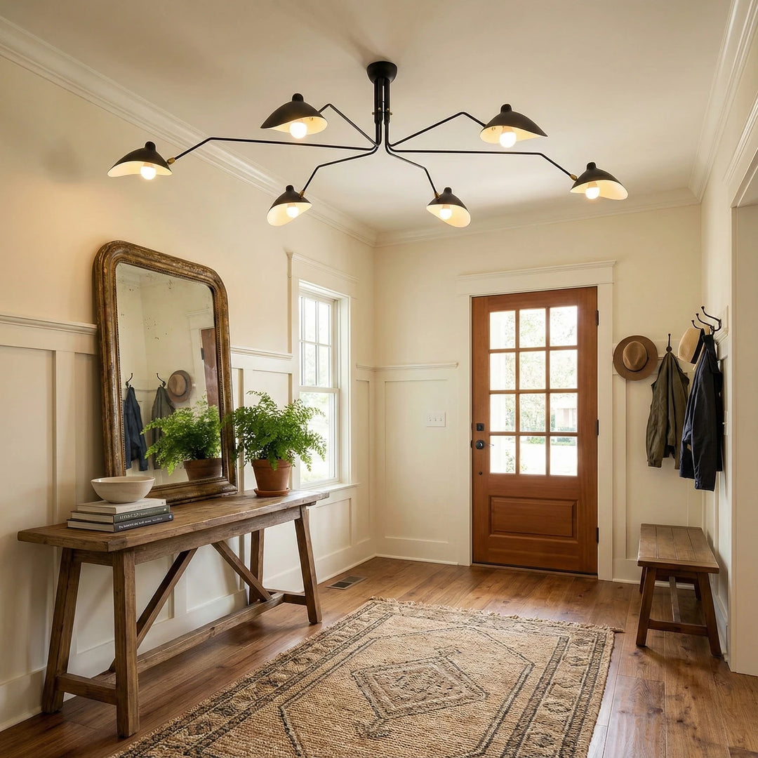 Black_6-Arm_Duckbill_Spider_Ceiling_Light_in_Rustic_Foyer_Entryway_Woorglamp